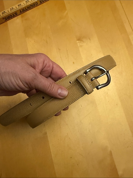 Coach Beige Textured Leather Belt with Silver Buckle. Petite